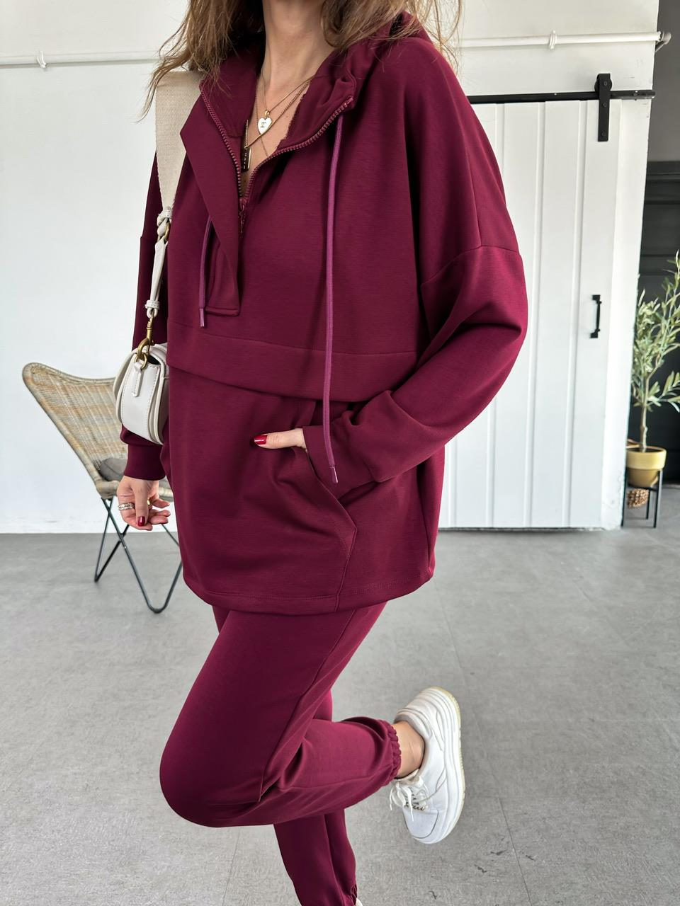 Bordo Kapşonlu Modal Spor Takım