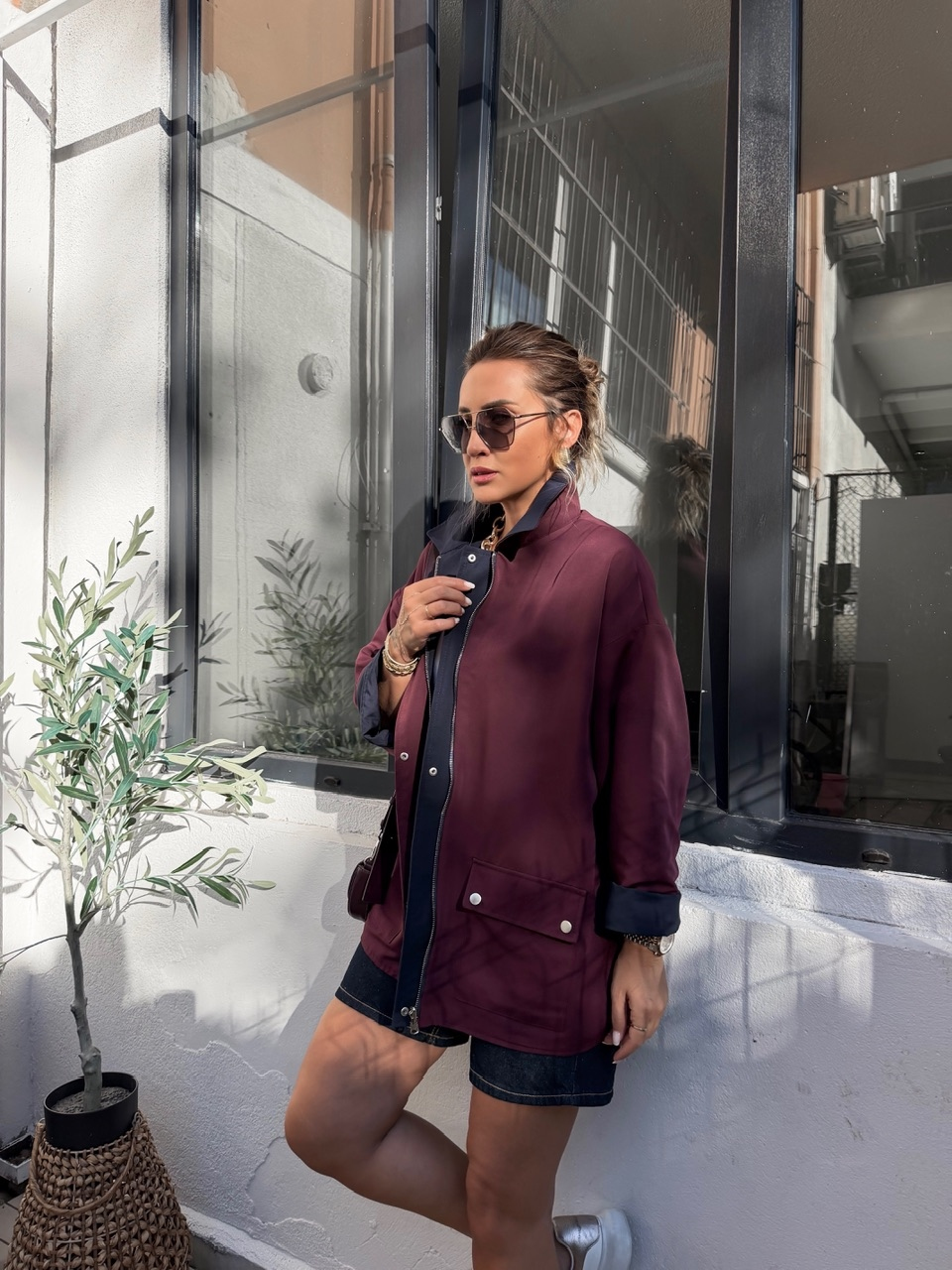 Bordo Lacivert Çift Taraflı Mont