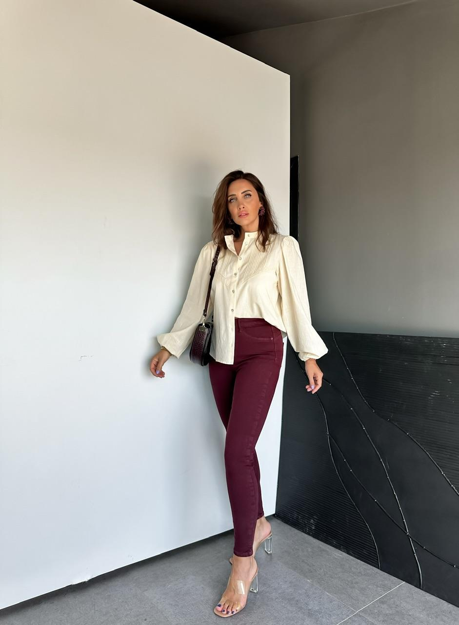 Bordo Likralı Orijinal Skinny Jean