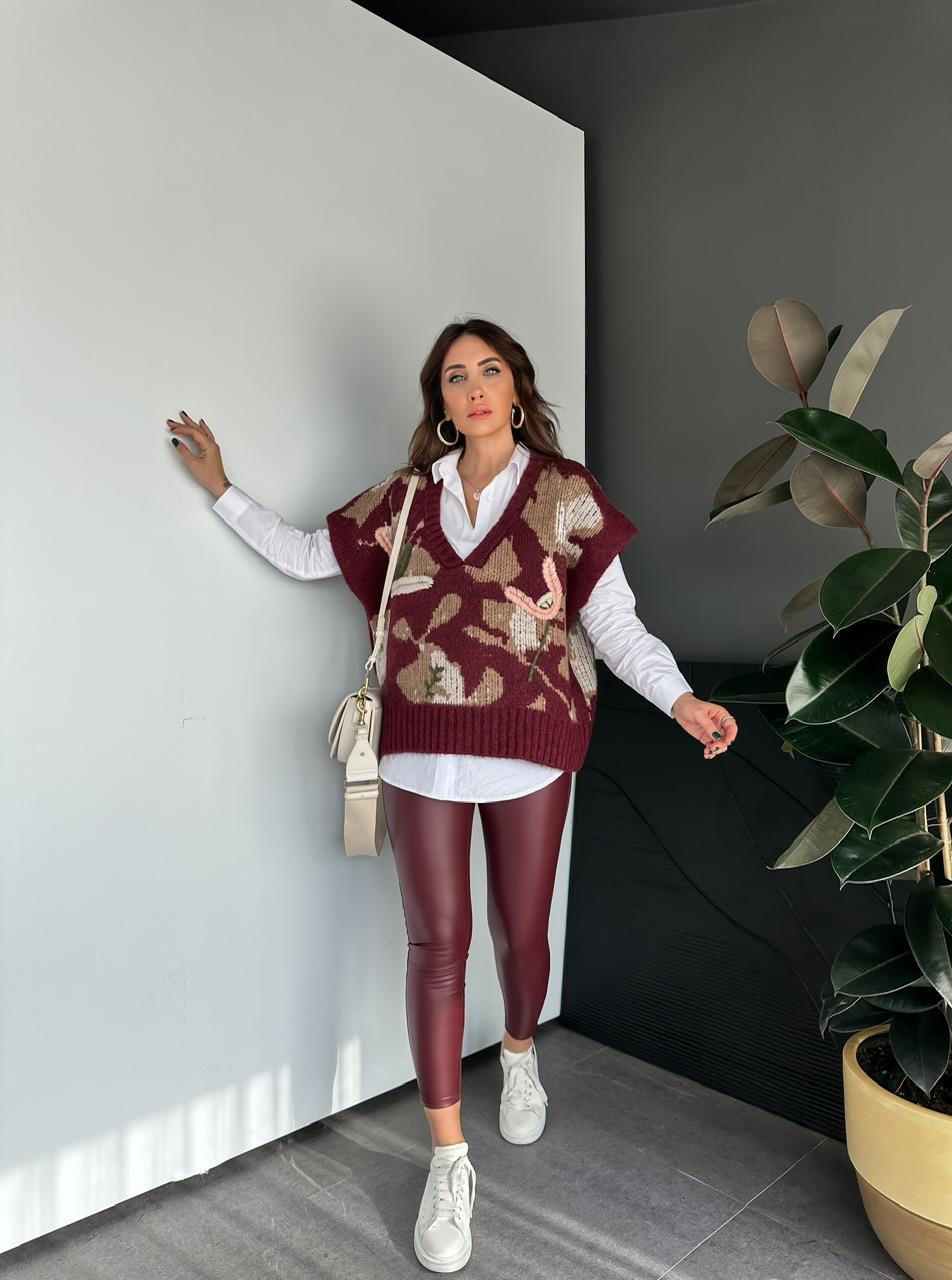 Bordo Mat Deri Tayt