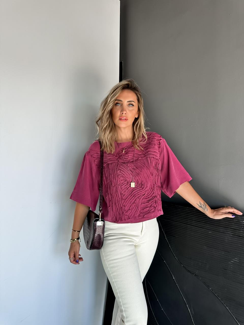 Bordo Parça Dikişli Tasarım  Soft Bluz