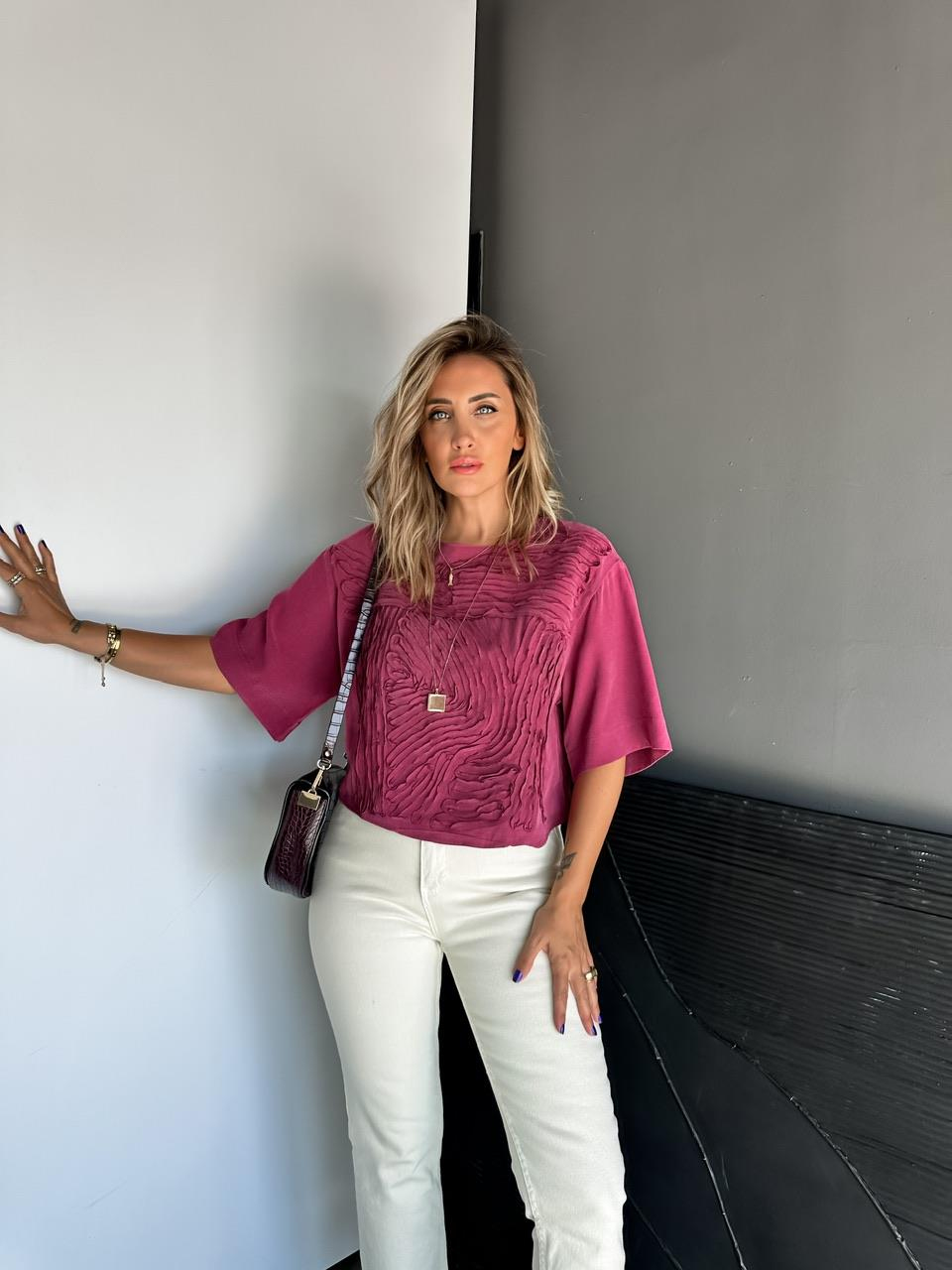 Bordo Parça Dikişli Tasarım  Soft Bluz