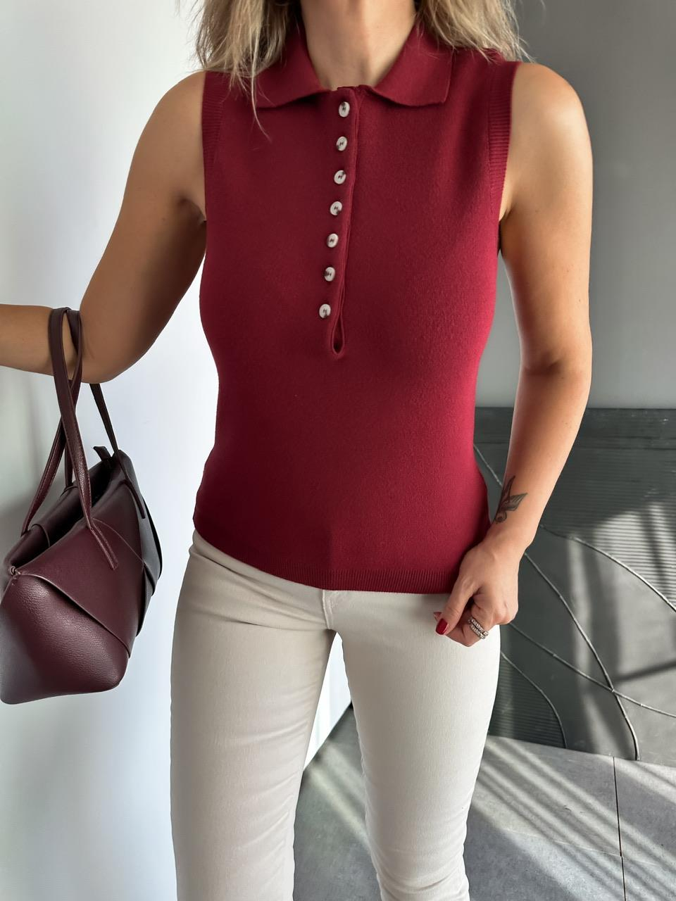 Bordo Polo Yaka Marka Model Süveter