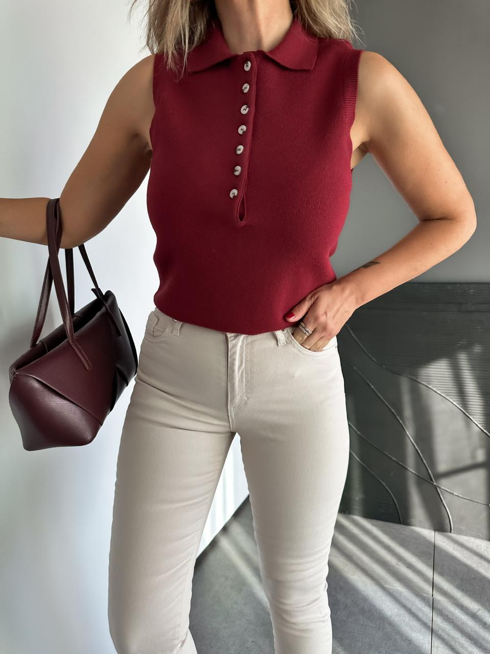 Bordo Polo Yaka Marka Model Süveter