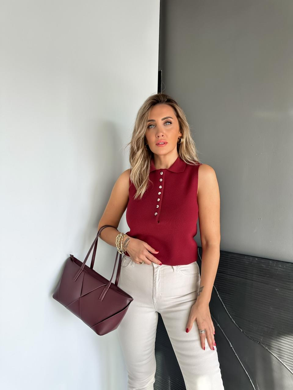 Bordo Polo Yaka Marka Model Süveter