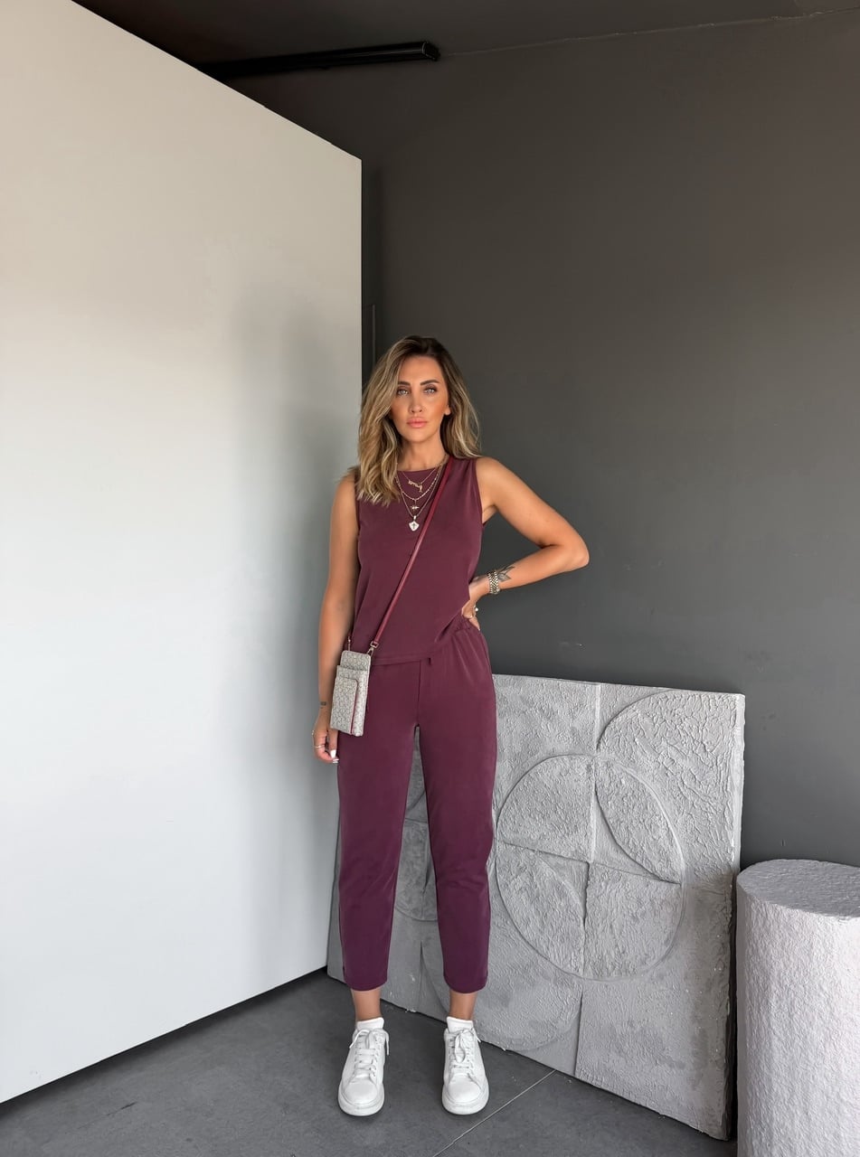 Bordo Sıfır Kol Pike Basic Takım