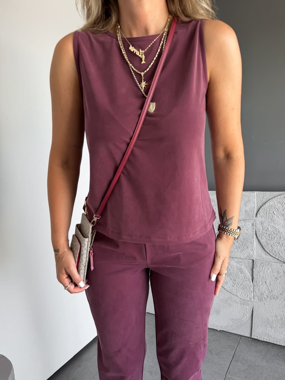 Bordo Sıfır Kol Pike Basic Takım