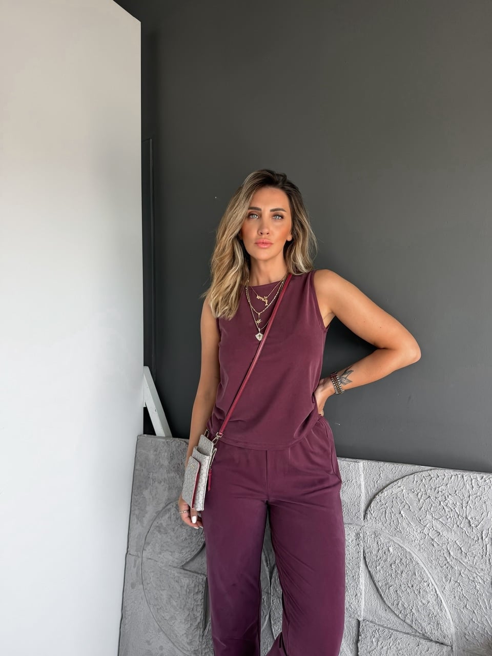 Bordo Sıfır Kol Pike Basic Takım