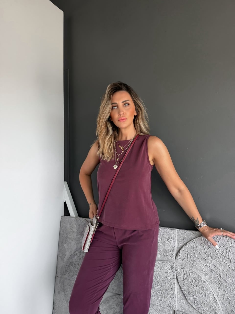 Bordo Sıfır Kol Pike Basic Takım