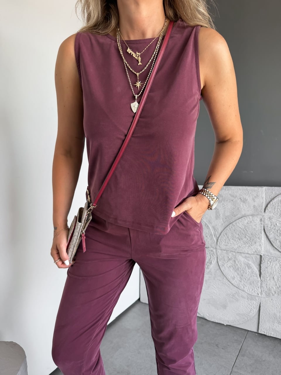 Bordo Sıfır Kol Pike Basic Takım