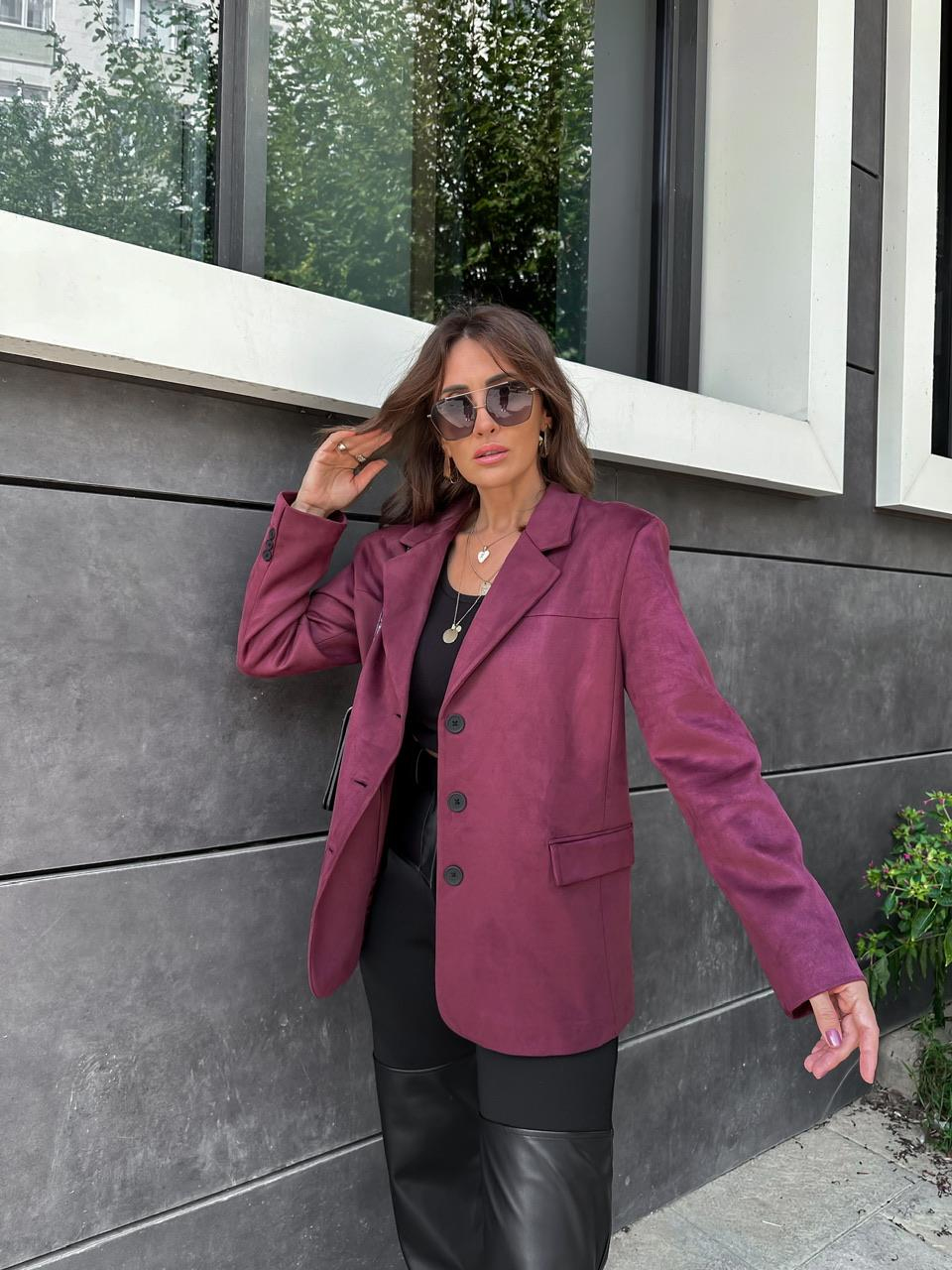 Bordo Süet Blazer Ceket