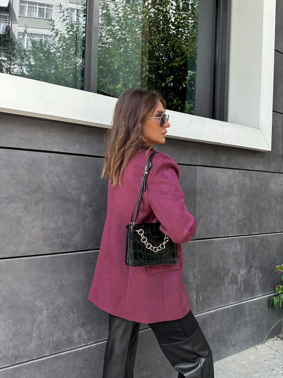 Bordo Süet Blazer Ceket