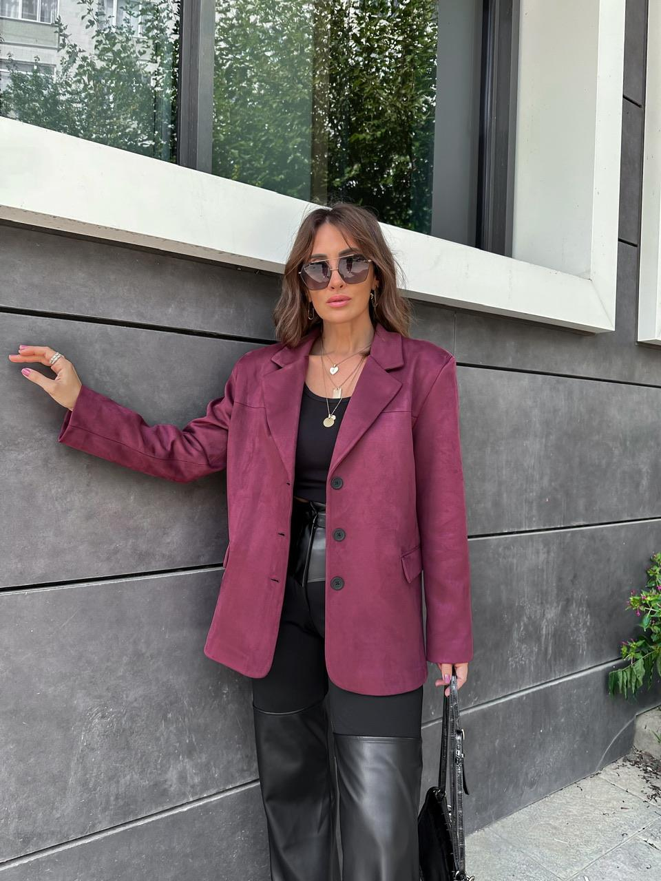Bordo Süet Blazer Ceket