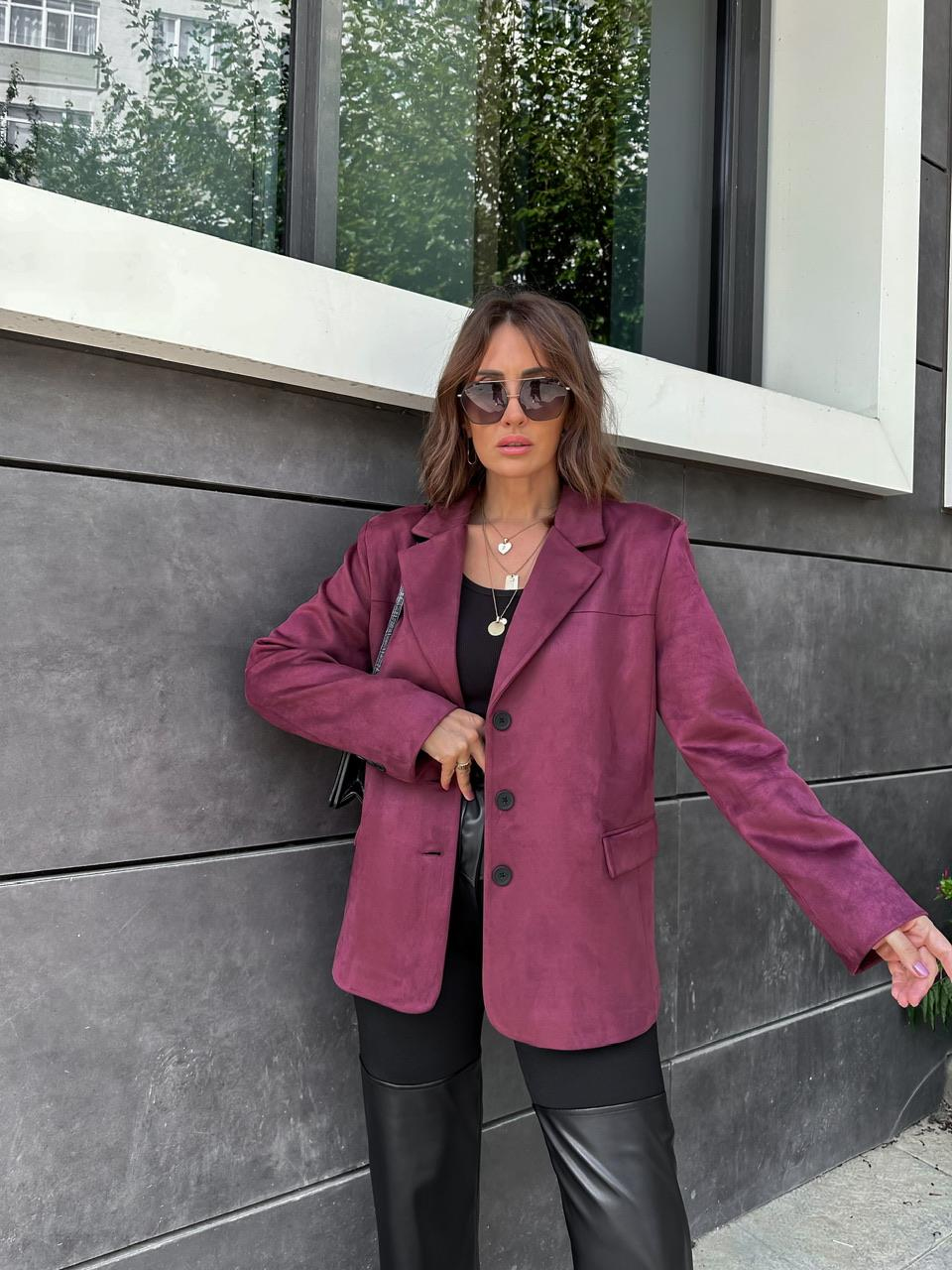 Bordo Süet Blazer Ceket