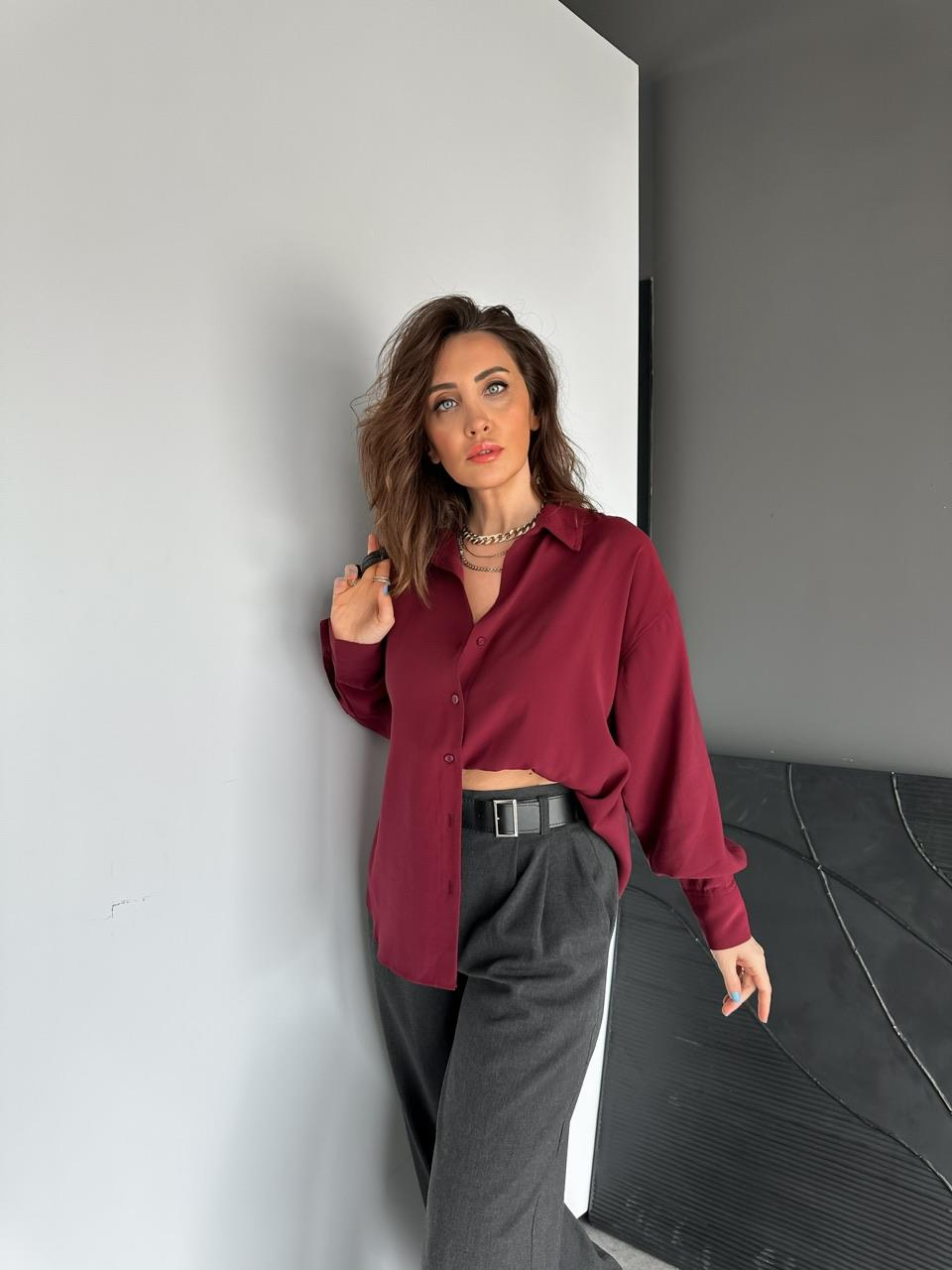 Bordo Tensel Salaş Cotton Gömlek