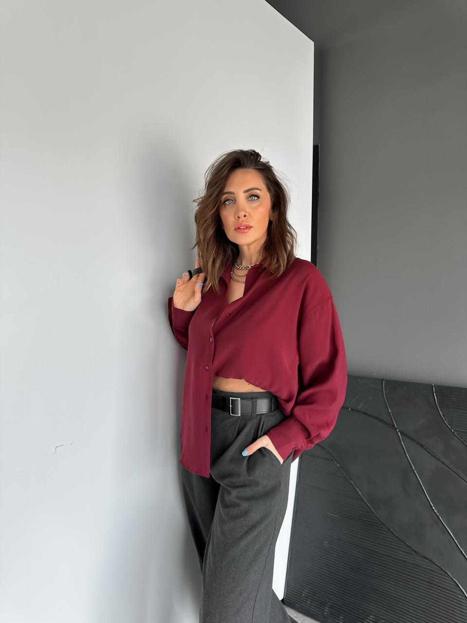 Bordo Tensel Salaş Cotton Gömlek