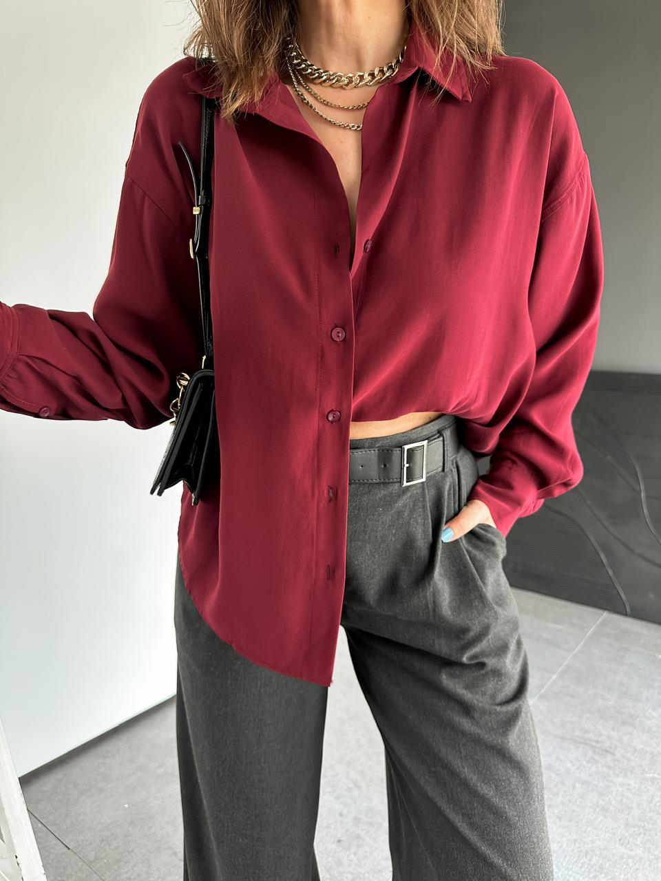 Bordo Tensel Salaş Cotton Gömlek