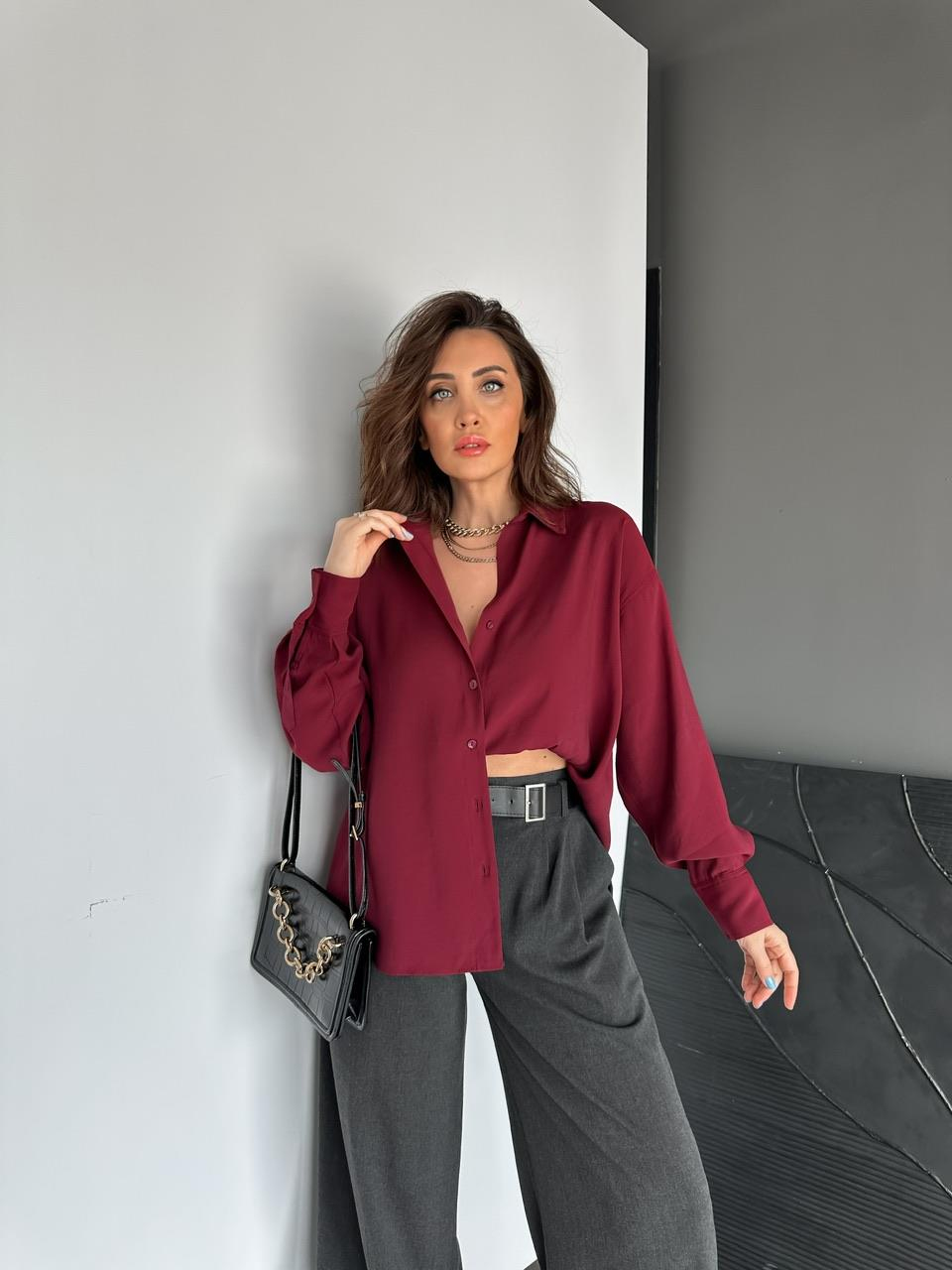 Bordo Tensel Salaş Cotton Gömlek