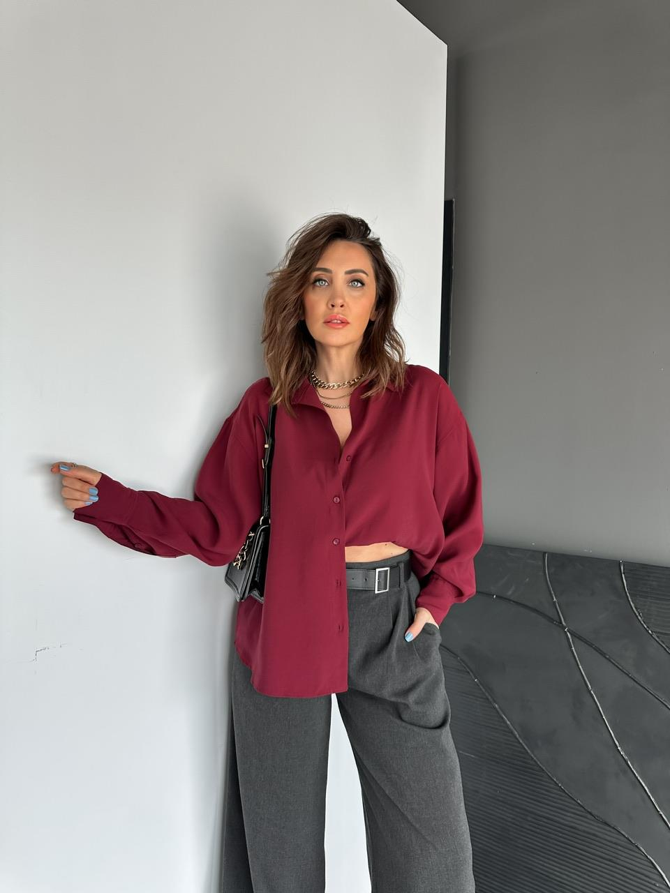 Bordo Tensel Salaş Cotton Gömlek