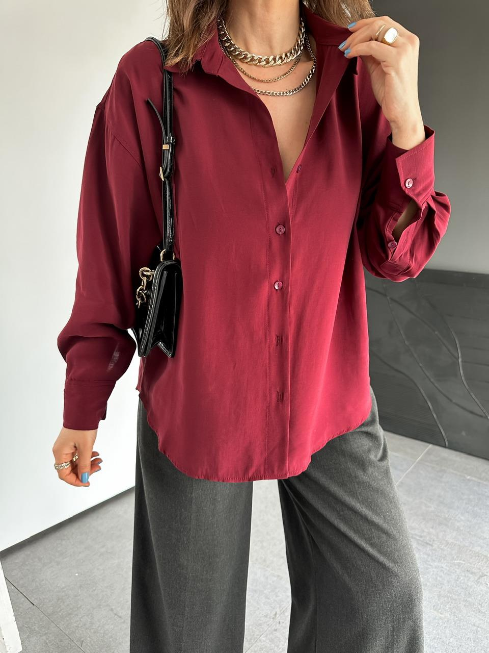 Bordo Tensel Salaş Cotton Gömlek