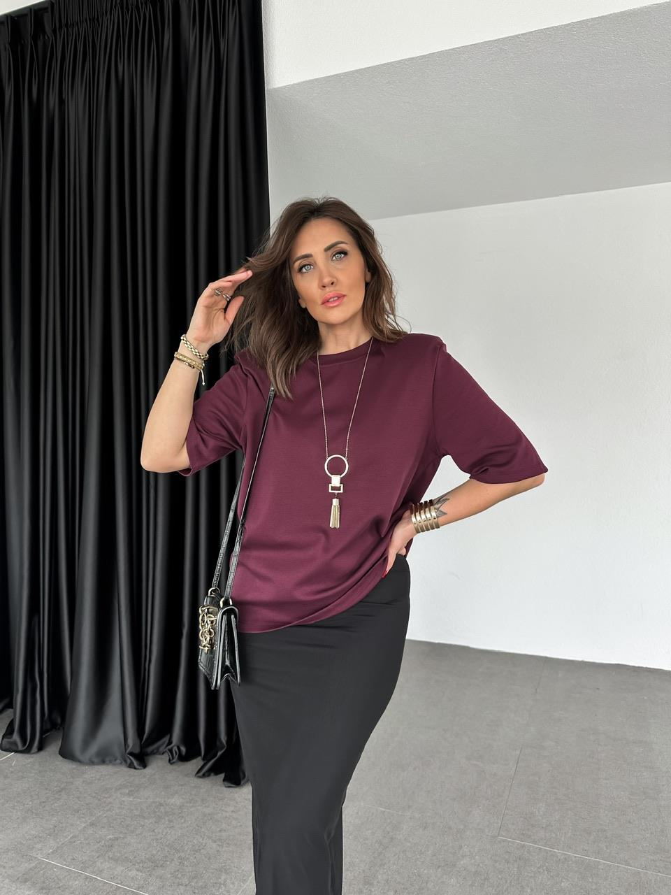 Bordo Vatkalı Cotton Tshirt