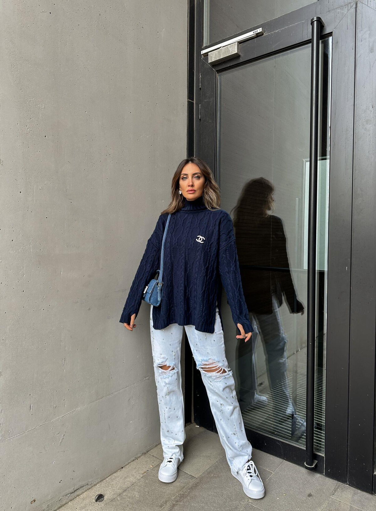 Buz Mavisi Taşlı Jean