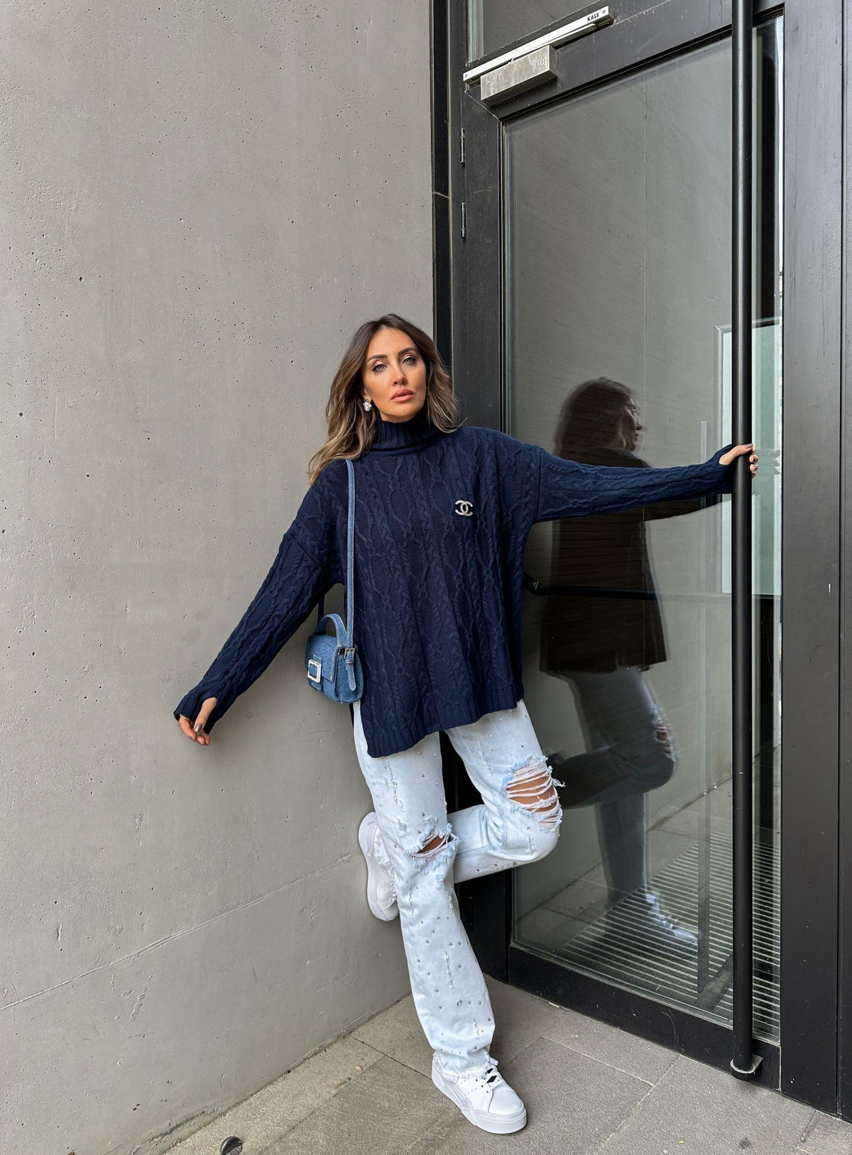 Buz Mavisi Taşlı Jean