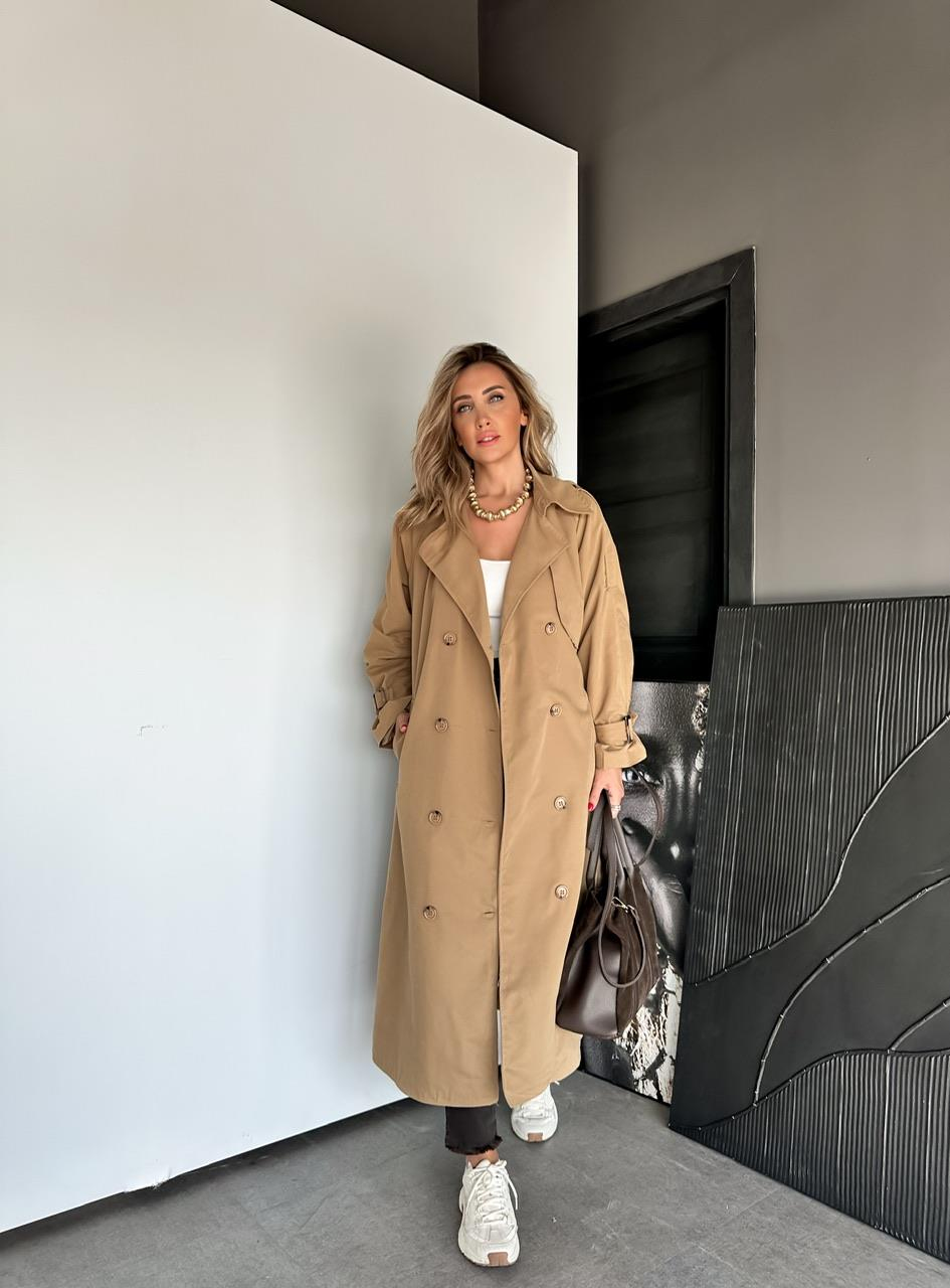 Camel Astarlı Kemerli Trençkot (12 CUMA GÜNÜ KARGODA)