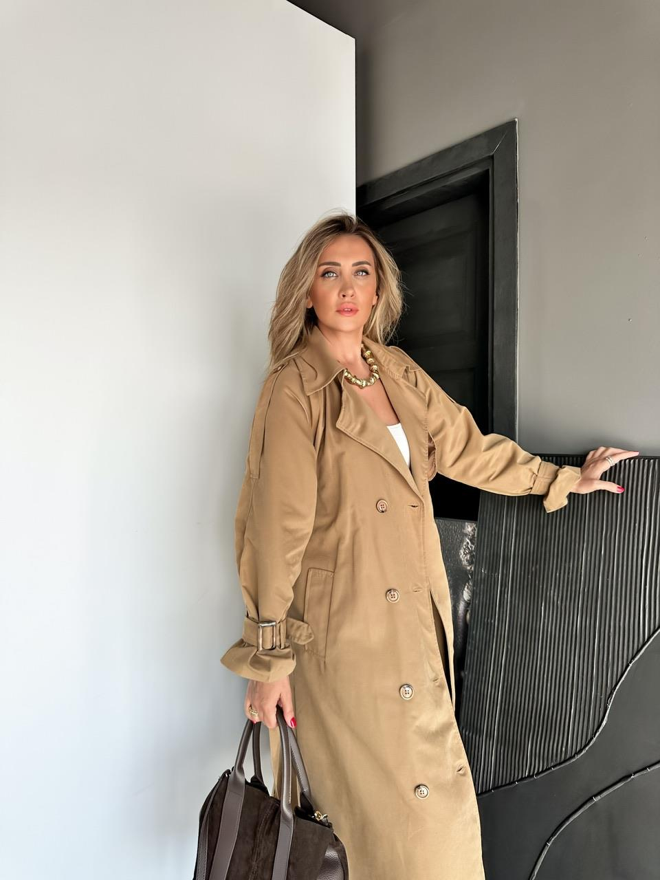 Camel Astarlı Kemerli Trençkot (12 CUMA GÜNÜ KARGODA)