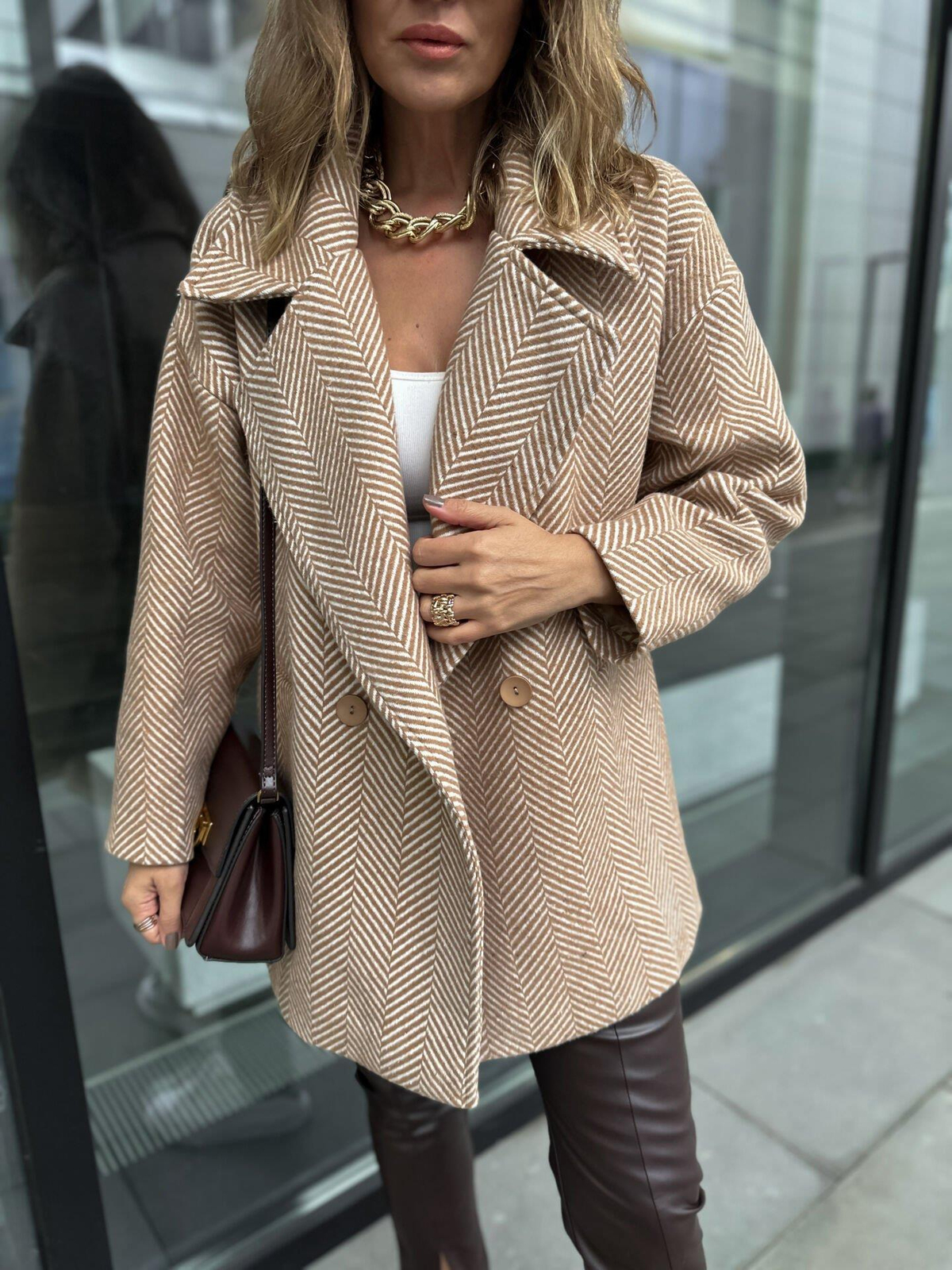 Camel Balıksırtı Oversize Kaban