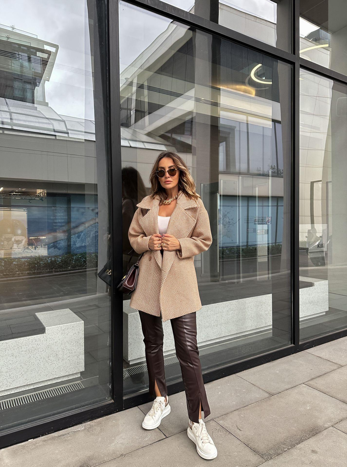 Camel Balıksırtı Oversize Kaban