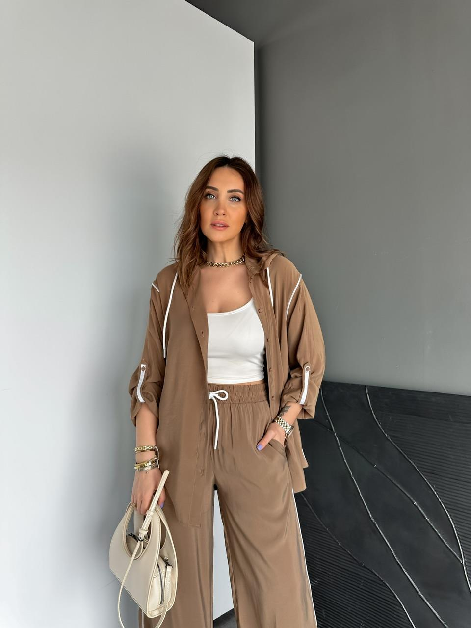 Camel Biyeli Kapşonlu Modal Takım