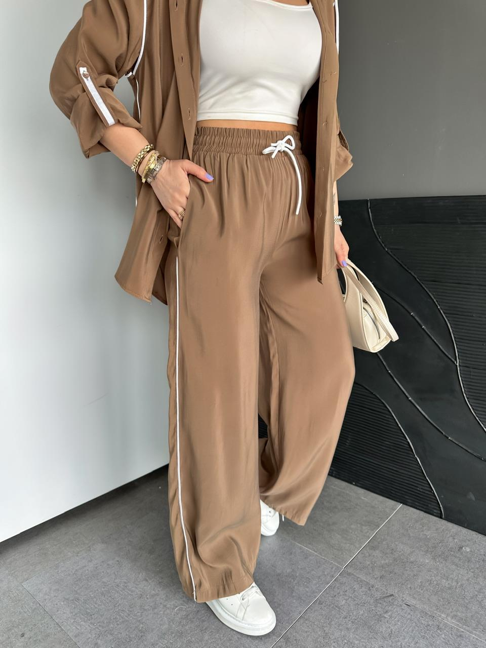 Camel Biyeli Kapşonlu Modal Takım