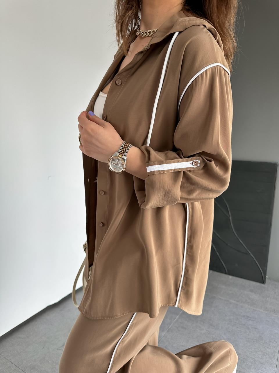 Camel Biyeli Kapşonlu Modal Takım