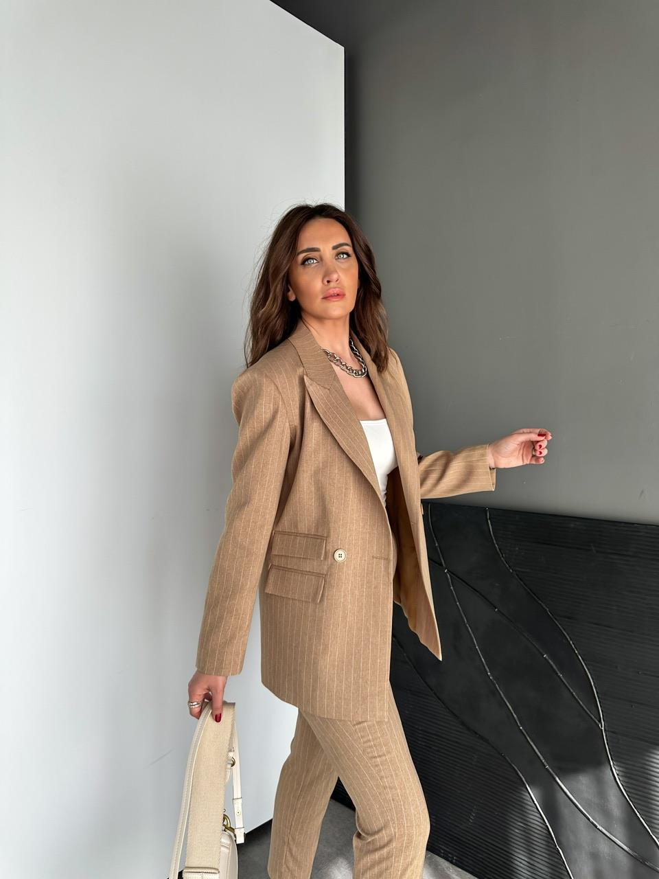 Camel Çizgili Premium Takım