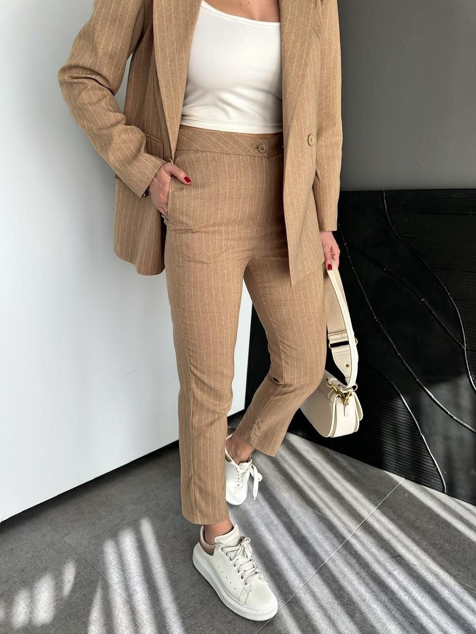 Camel Çizgili Premium Takım