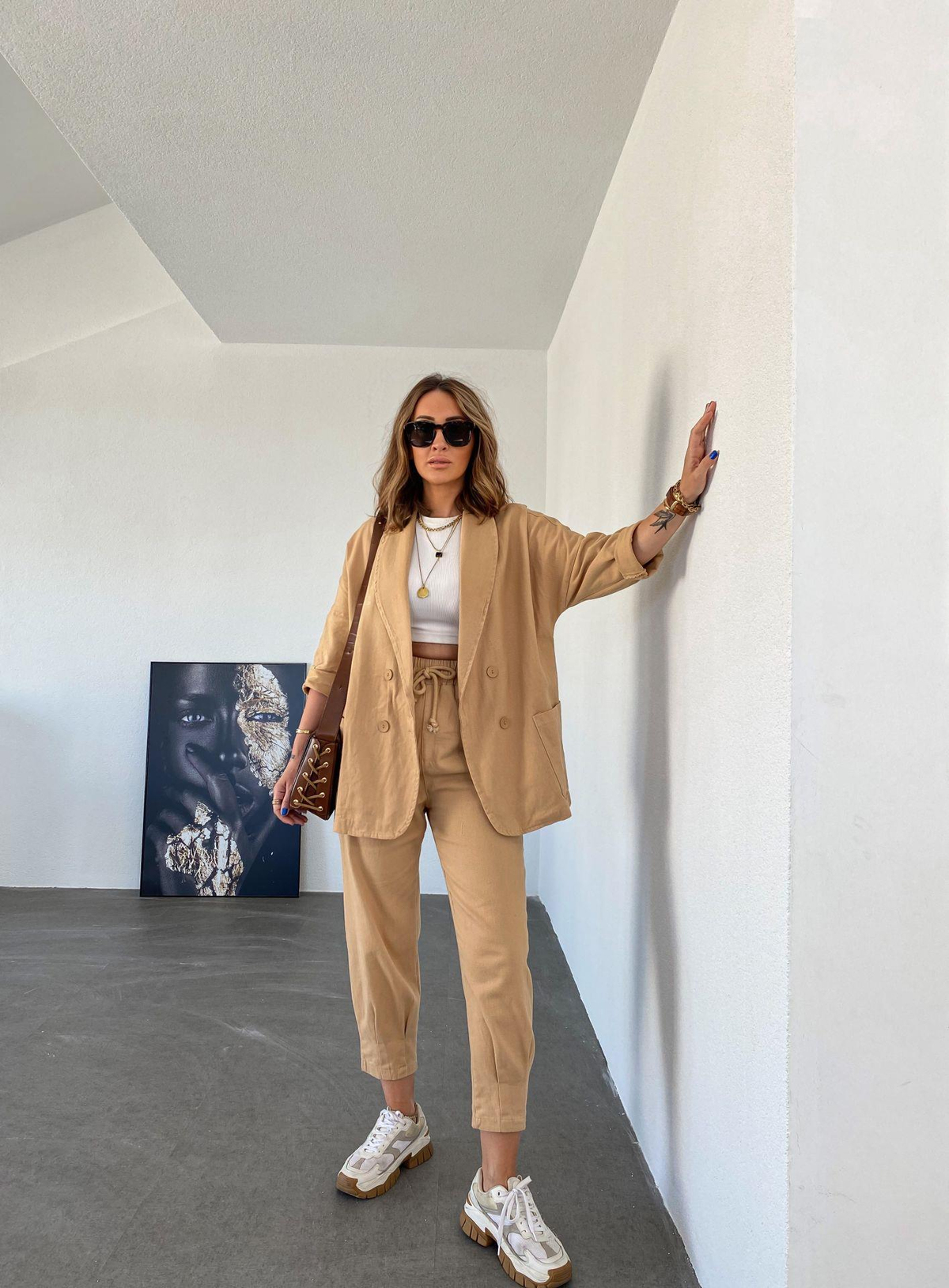 Camel Dört Düğmeli Gabardin Ceket