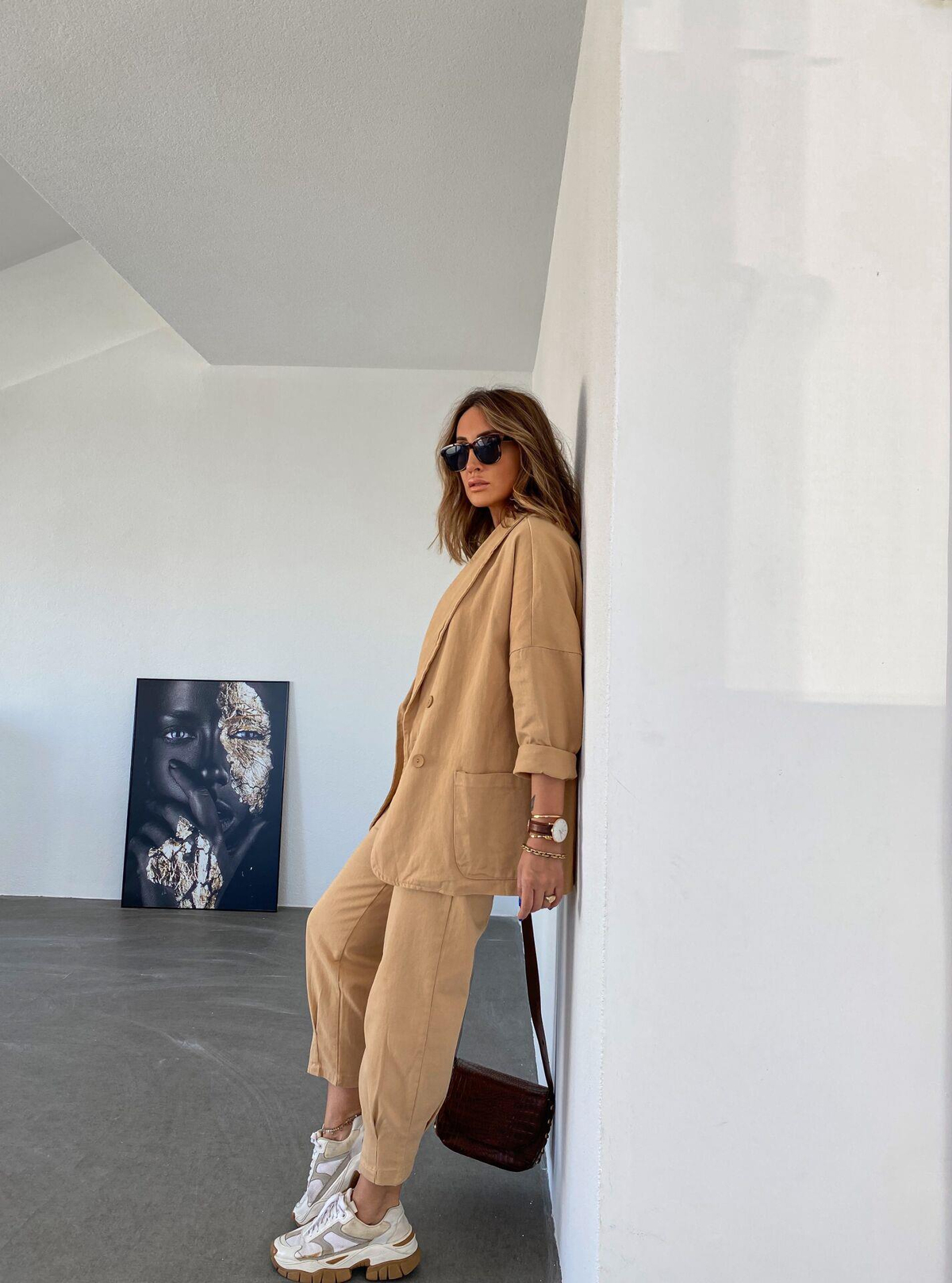 Camel Dört Düğmeli Gabardin Ceket