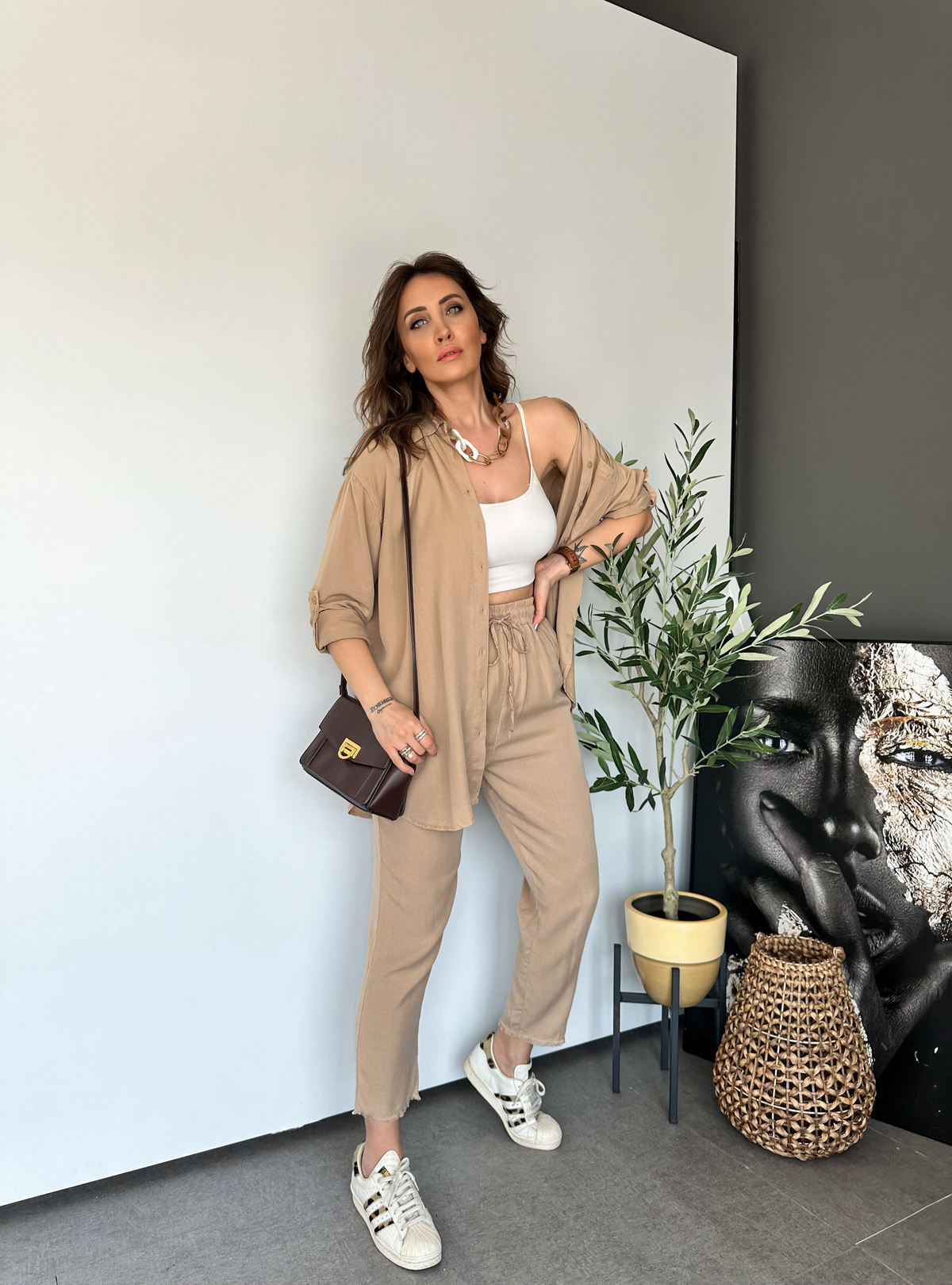 Camel Gömlekli Cotton Takım