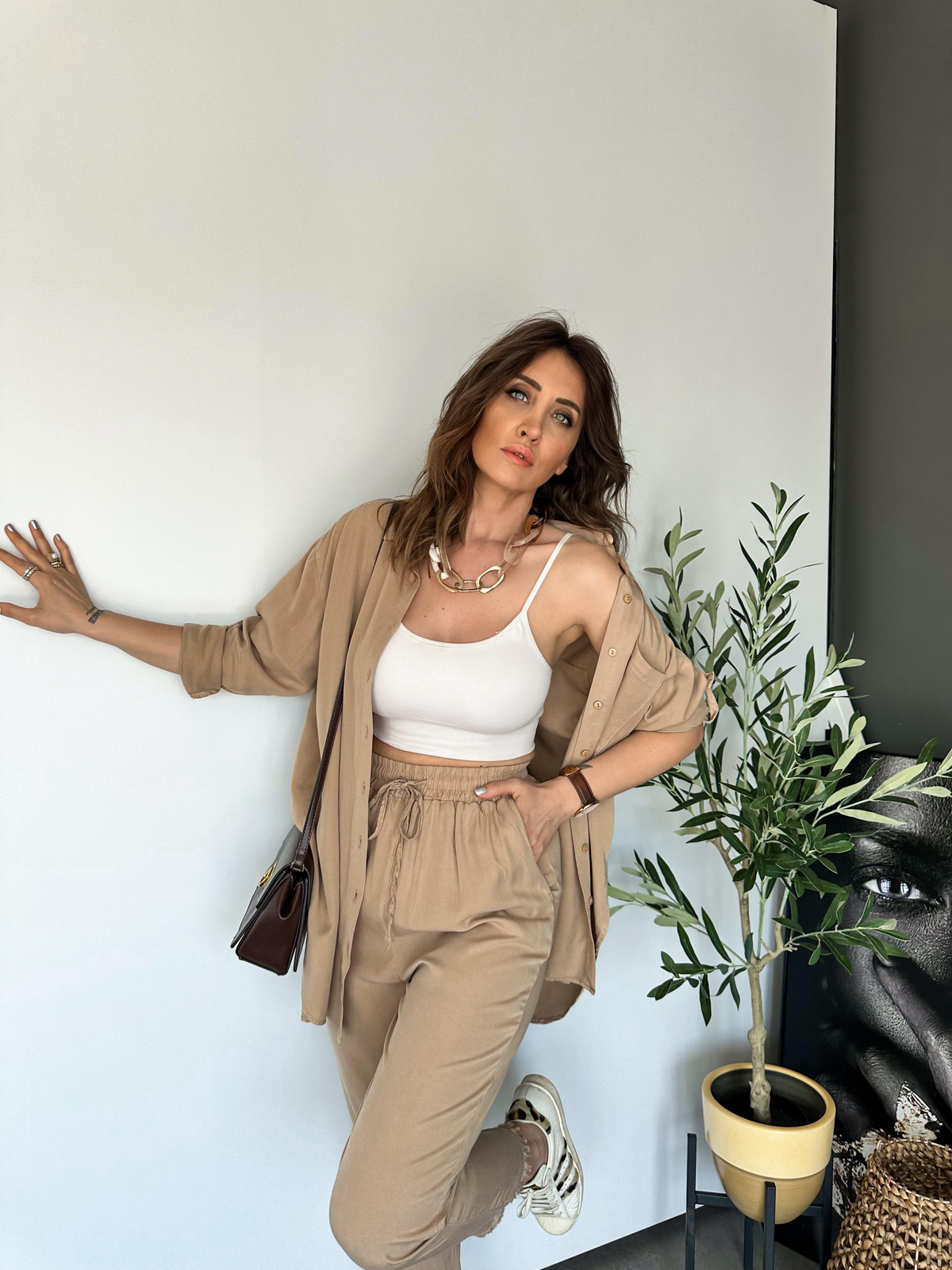 Camel Gömlekli Cotton Takım