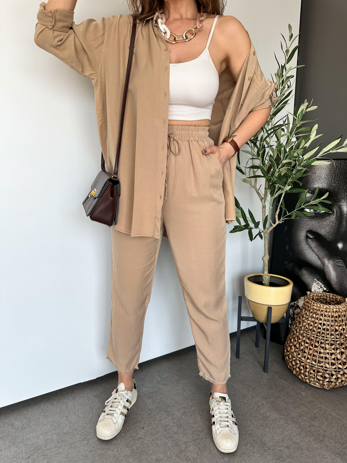 Camel Gömlekli Cotton Takım