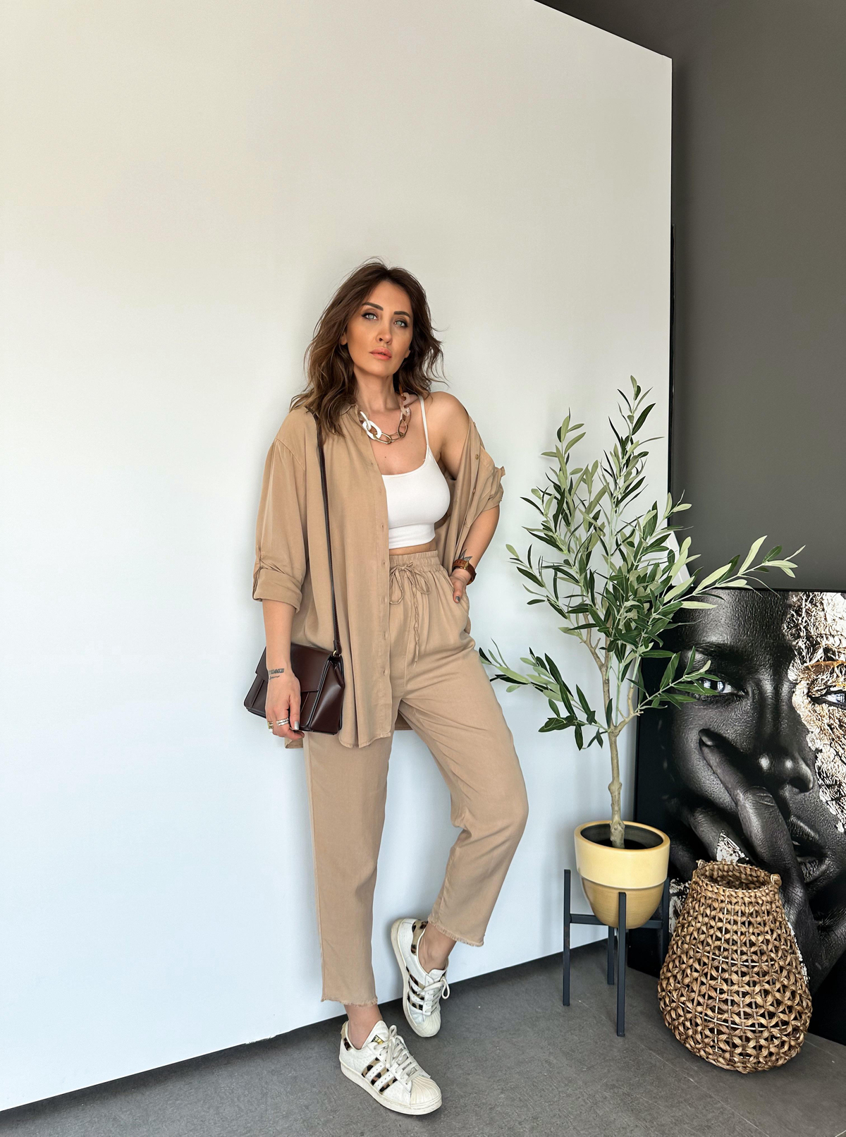 Camel Gömlekli Cotton Takım