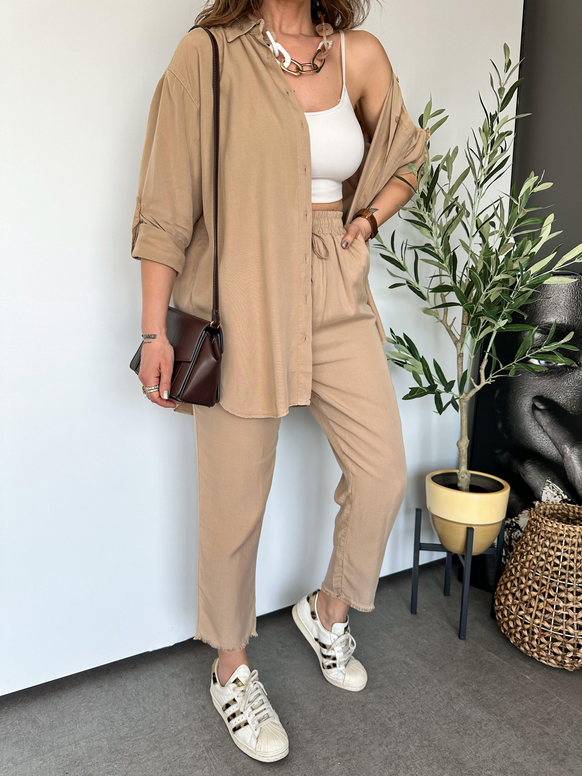 Camel Gömlekli Cotton Takım