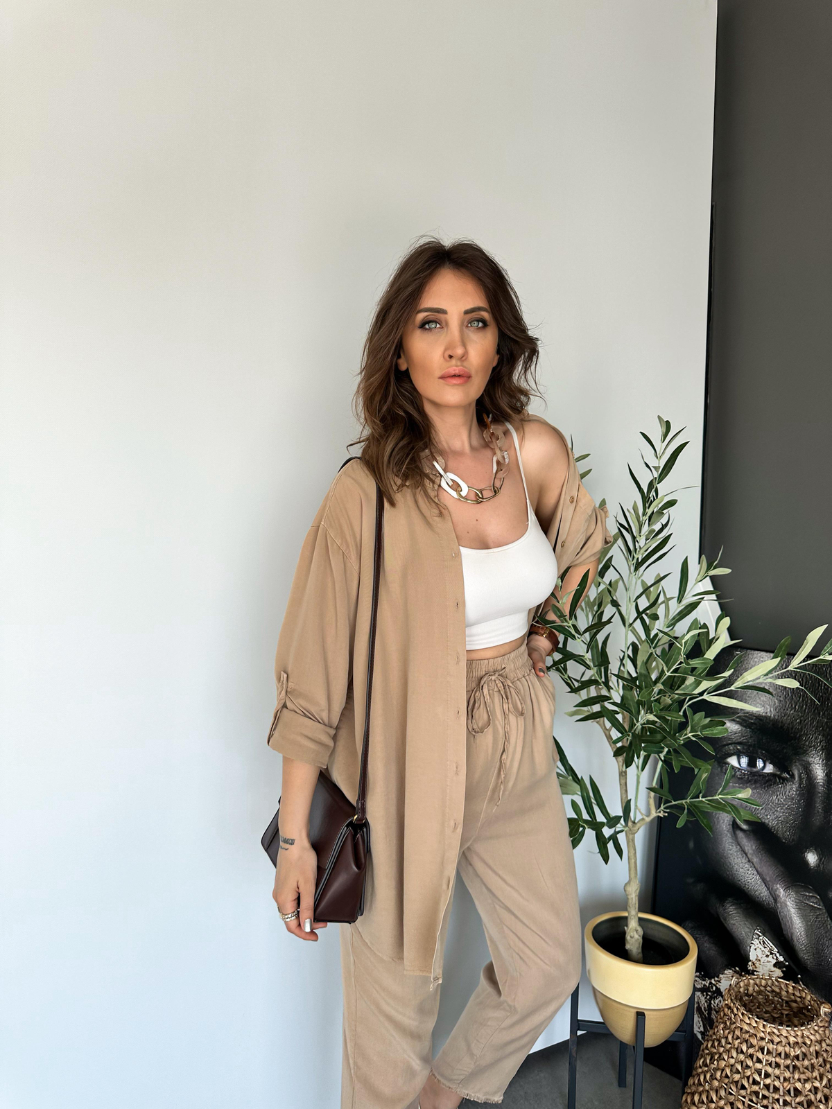 Camel Gömlekli Cotton Takım