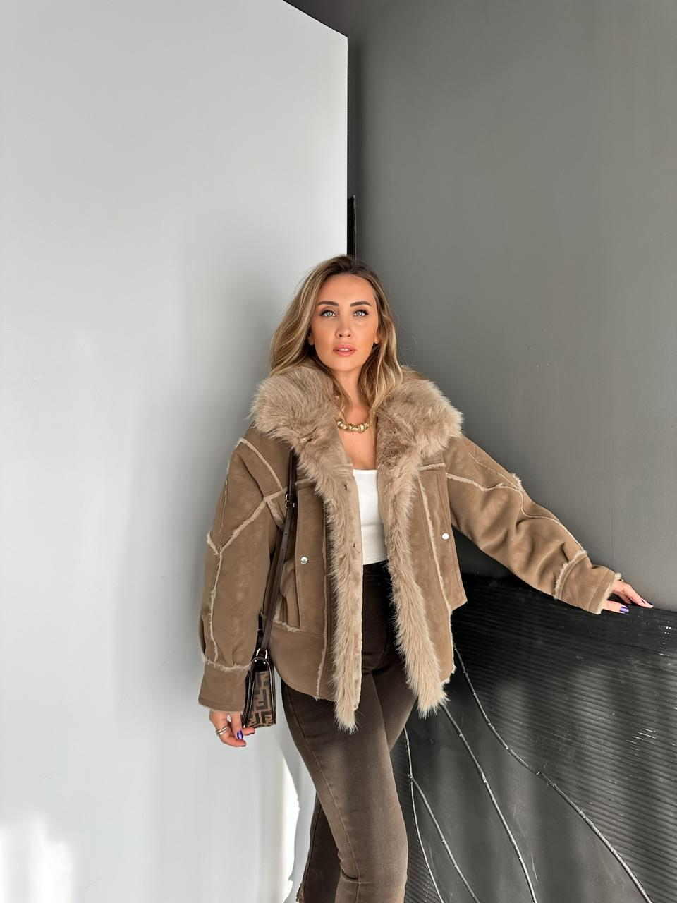 Camel Kürklü Premium Nubuk Kaban