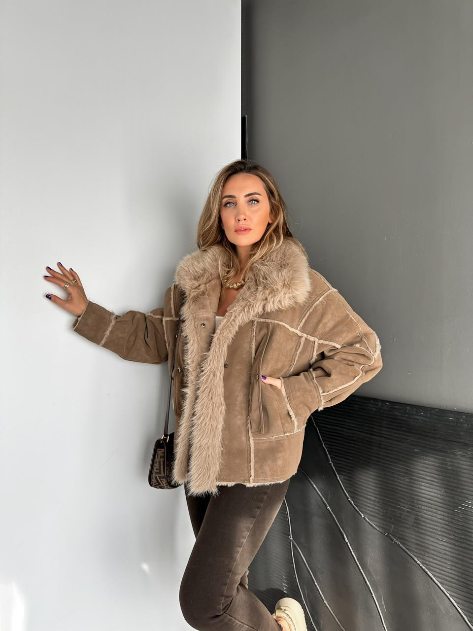 Camel Kürklü Premium Nubuk Kaban