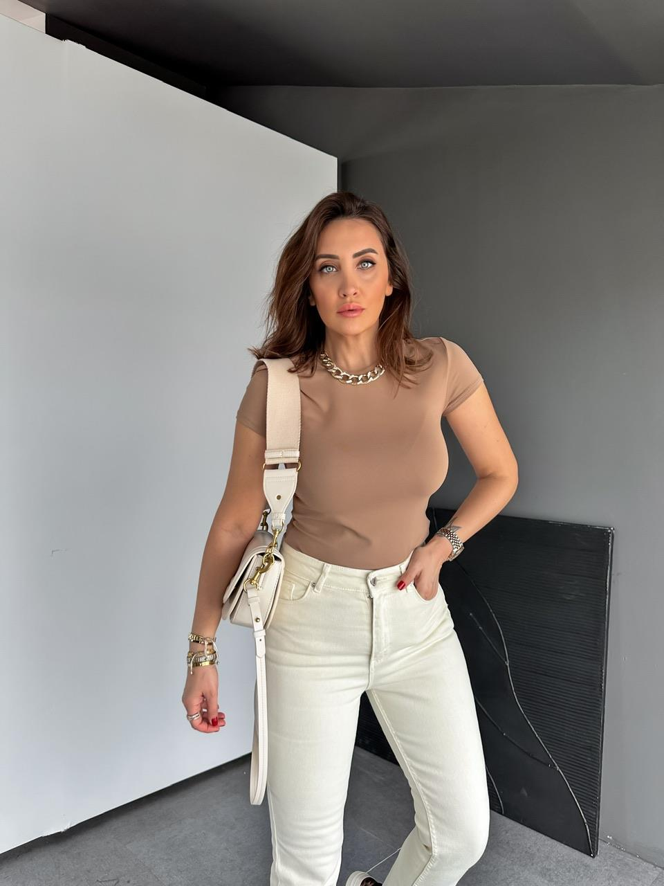 Camel Likralı Cotton Orijinal Tshirt
