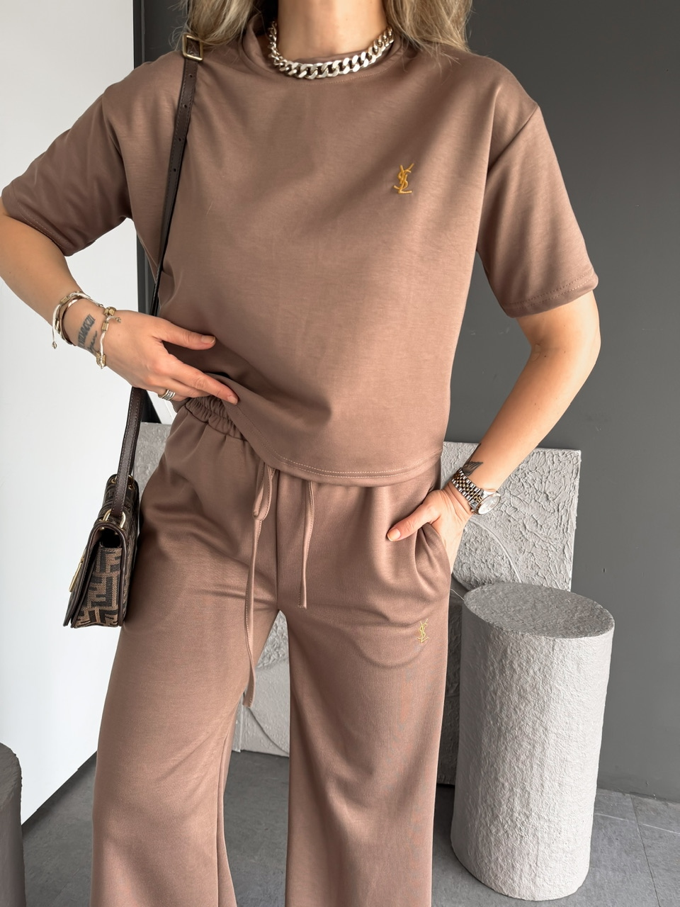 Camel Marka Nakışlı Modal Takım