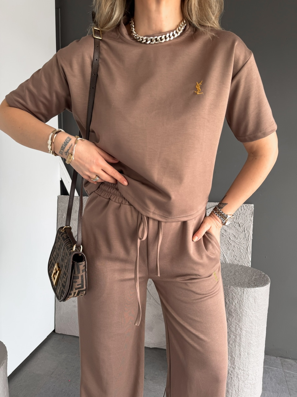 Camel Marka Nakışlı Modal Takım