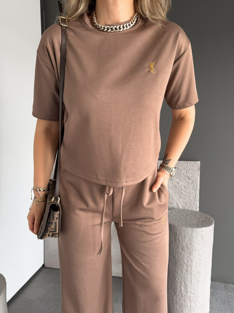 Camel Marka Nakışlı Modal Takım